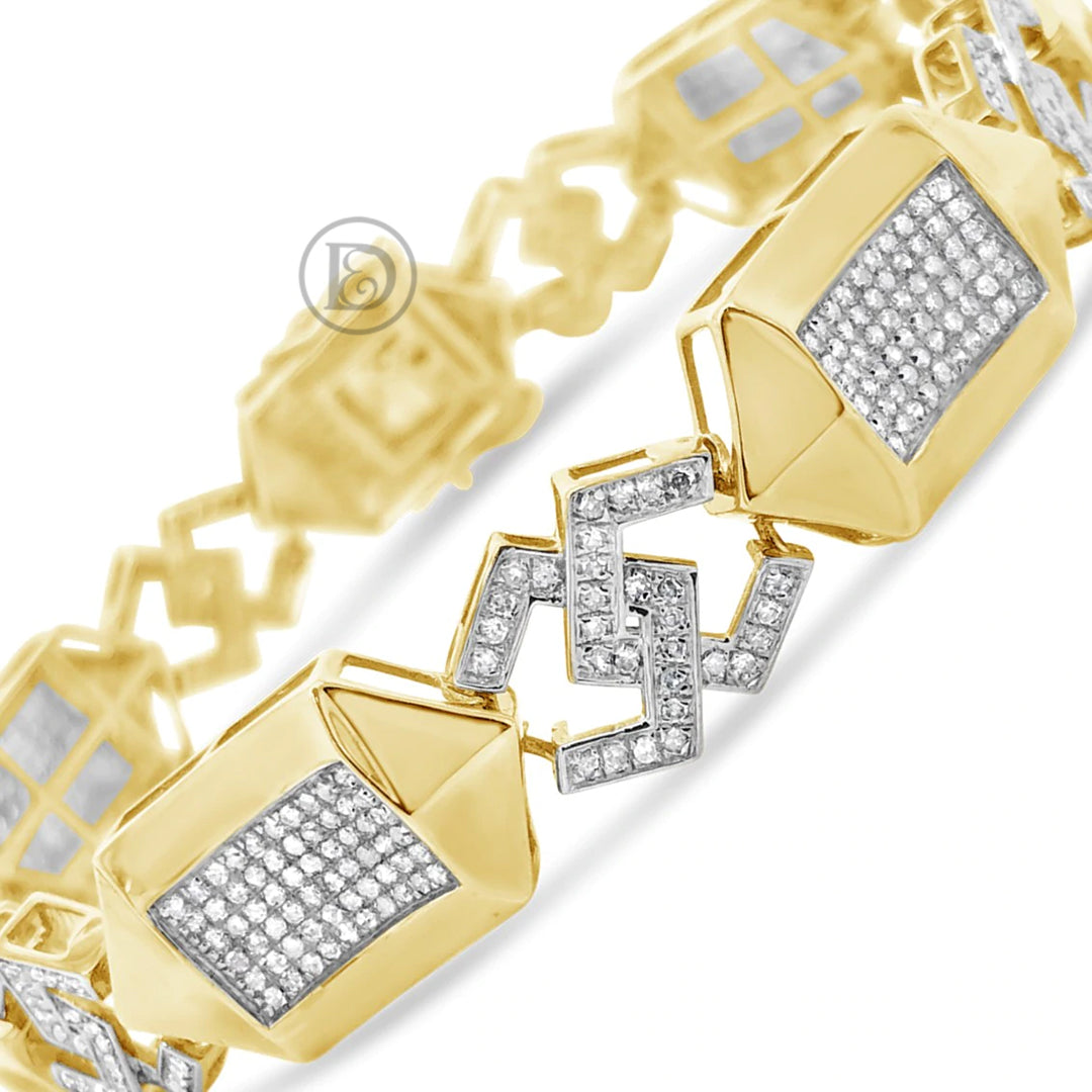 10K Solid Yellow Gold 2.50CT tw Custom High Fashion Diamond Bracelet