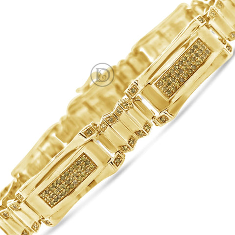 10K Solid Yellow Gold 1.75CT tw Round Cut Custom Yellow Diamond Bracelet
