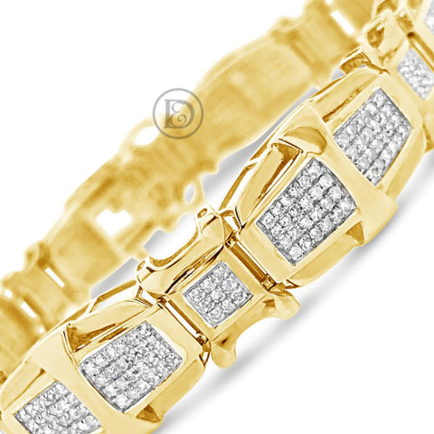 10K Solid Yellow Gold 2.65CT tw Custom Fashion Diamond Bracelet