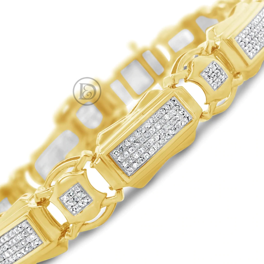 10K Solid Yellow Gold 1.15CT tw Round Cut Custom Diamond Bracelet