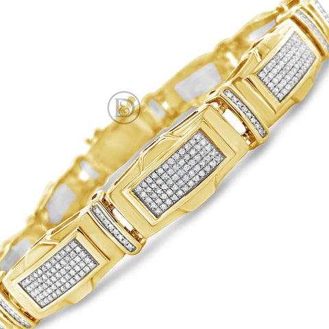 10K Solid Yellow Gold 1.52CT tw Round Cut Custom Diamond Bracelet