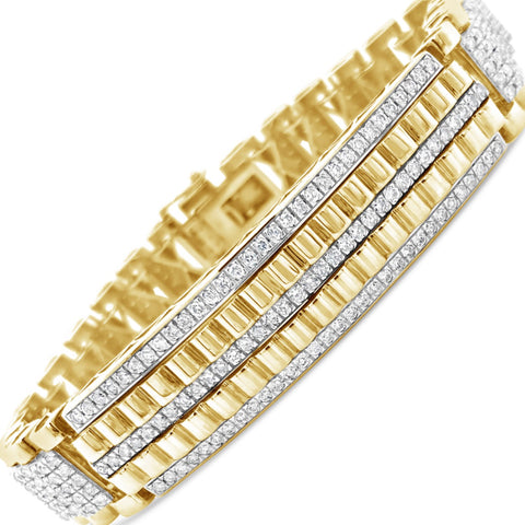 10K Solid Yellow Gold 7.93CT tw Round Cut Custom Diamond Bracelet