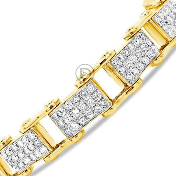 10K Solid Yellow Gold 6.33CT tw Round Cut Diamond 11.5mm Bracelet