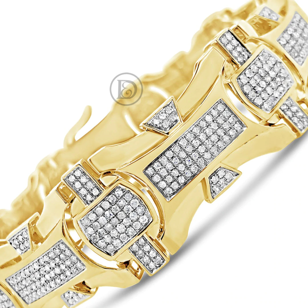 10K Solid Yellow Gold 3.61CT tw Round Cut Custom Diamond Bracelet