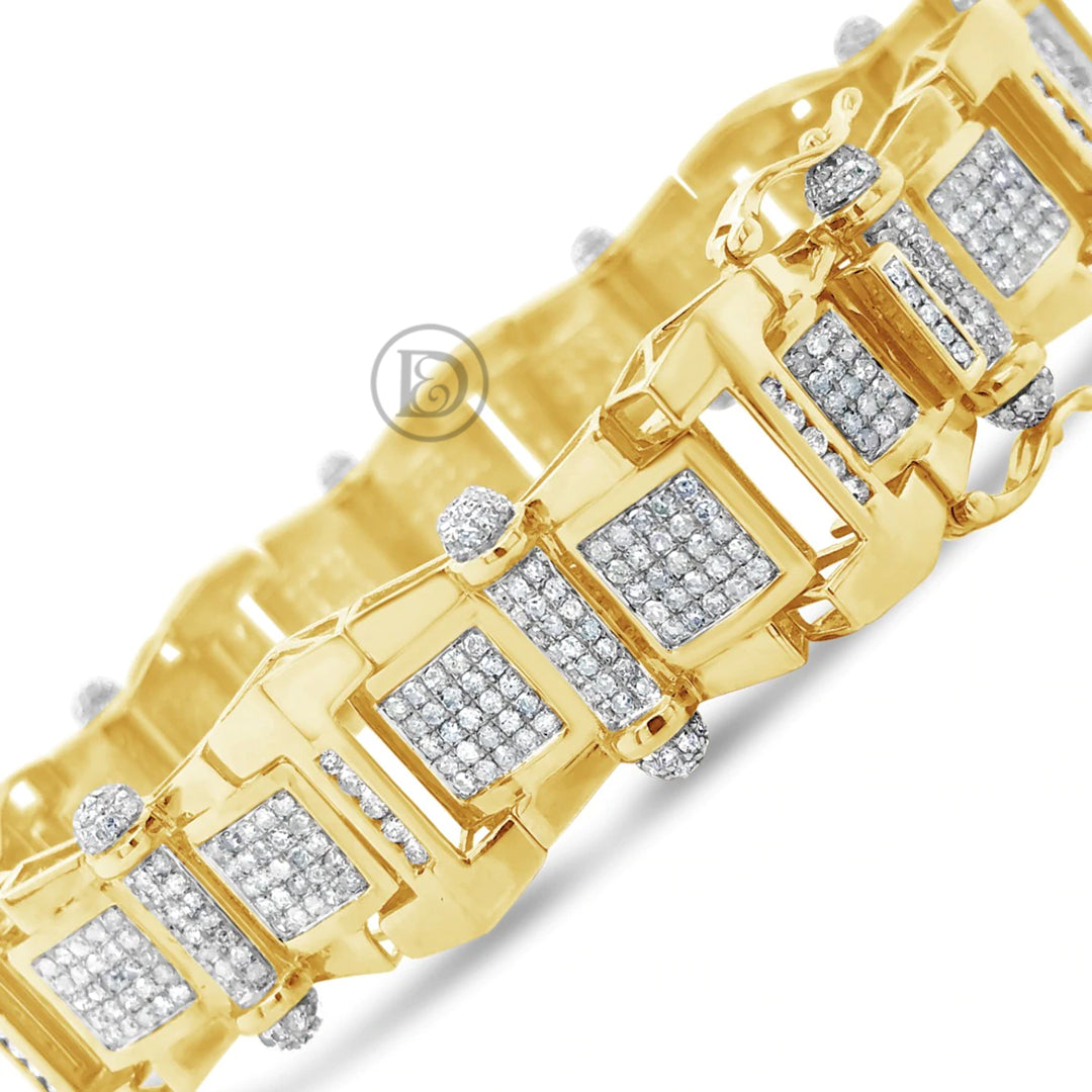 10K Solid Yellow Gold 4CT tw Round Cut Custom Diamond Bracelet