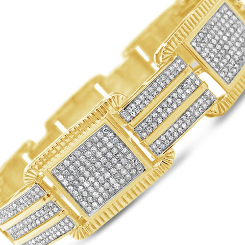 10K Solid Yellow Gold 3.80CT tw Round Cut Custom Diamond Bracelet