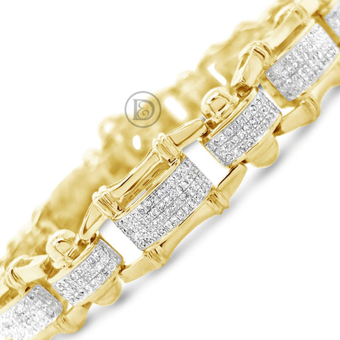 10K Solid Yellow Gold 1.72CT tw Round Cut Custom Diamond Bracelet