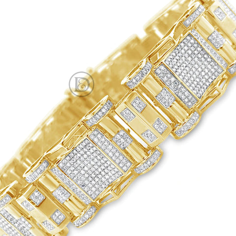 10K Solid Yellow Gold 3.43CT tw Round Cut Custom Diamond Bracelet