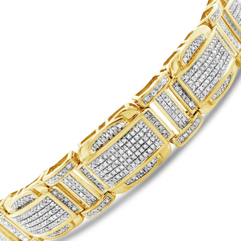 10K Solid Yellow Gold 2.92CT tw Round Cut Custom Diamond Bracelet