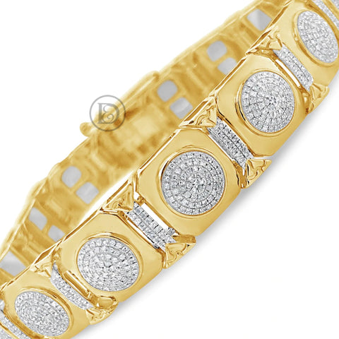 10K Solid Yellow Gold 1.92CT tw Round Cut Custom Diamond Bracelete