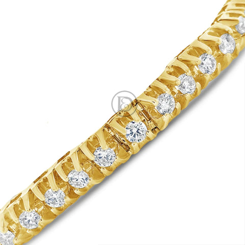 10K Solid Yellow Gold 5.31CT tw Round Cut Diamond Tennis Bracelet