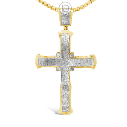 Diamond Cross Pendant 2.65 CTW Round Cut 10K Yellow Gold