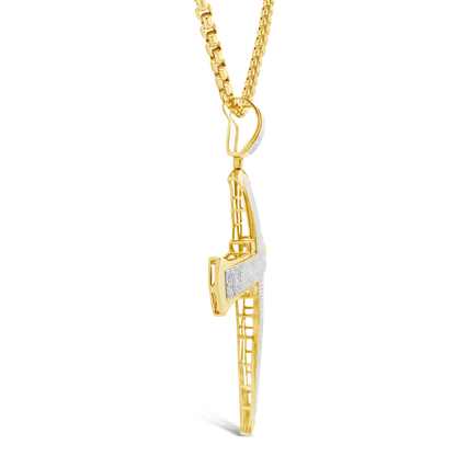 Diamond Cross Pendant 2.65 CTW Round Cut 10K Yellow Gold
