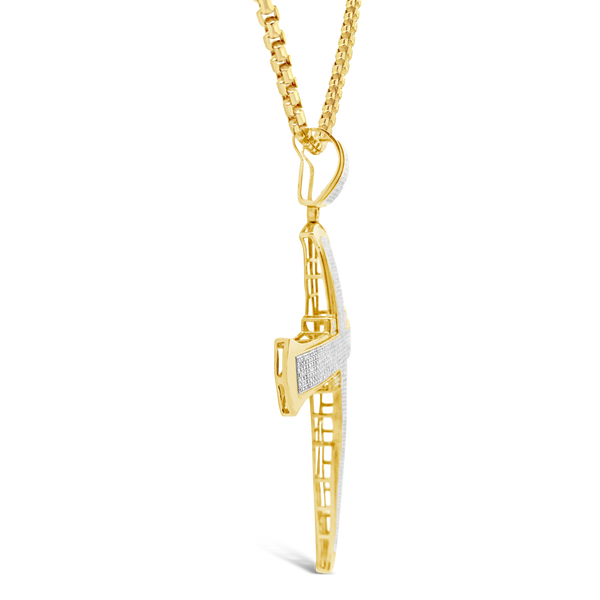 Diamond Cross Pendant 2.65 CTW Round Cut 10K Yellow Gold
