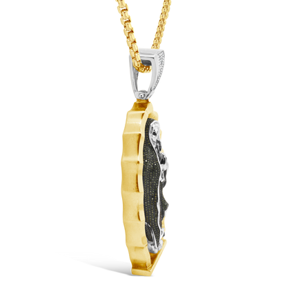 Green & Red Diamond Pendant 4.25 CTW Round Cut 14K Yellow Gold