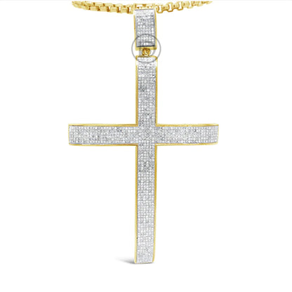 Diamond Cross Pendant 3.50 CTW Round Cut 10K Yellow Gold