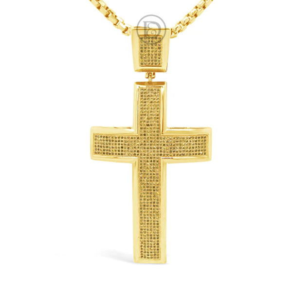 Yellow Diamond Cross Pendant 2.15 CTW Round Cut 10K Yellow Gold