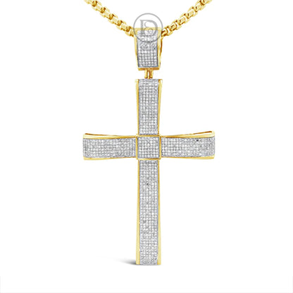 Diamond Cross Pendant 2.75 CTW Round Cut 10K Yellow Gold