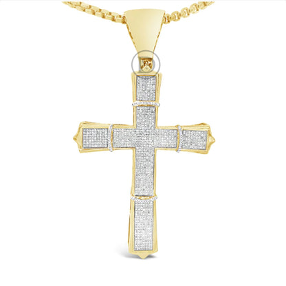 Diamond Cross Pendant 2.15 CTW Round Cut 10K Yellow Gold