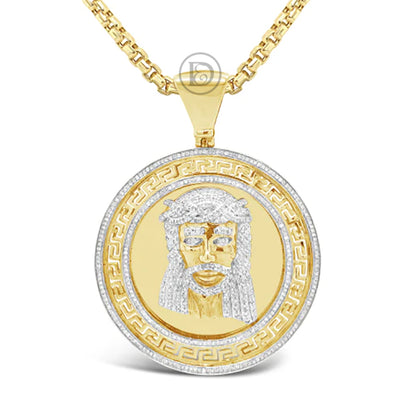 Diamond Jesus Pendant 1.05 CTW Round Cut 10K Yellow Gold