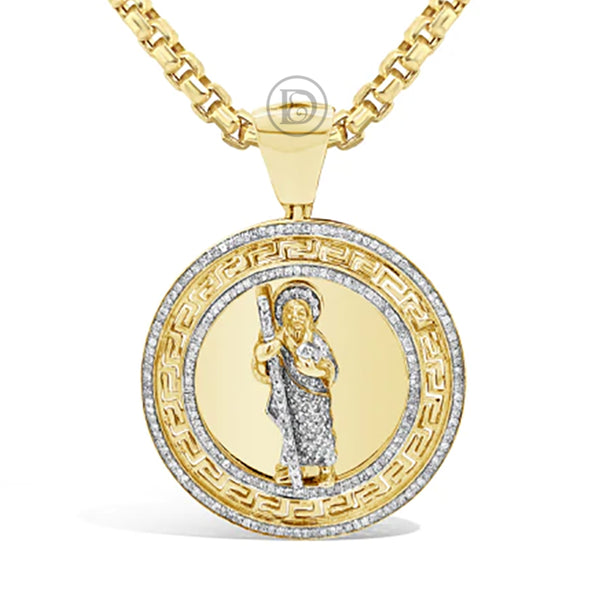 Diamond Jesus Pendant .70 CTW Round Cut 10K Yellow Gold