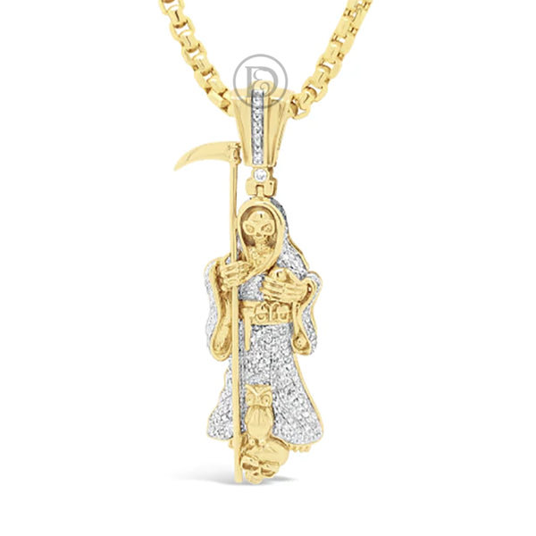 Diamond Reaper Pendant .30 CTW Round Cut 10K Yellow Gold