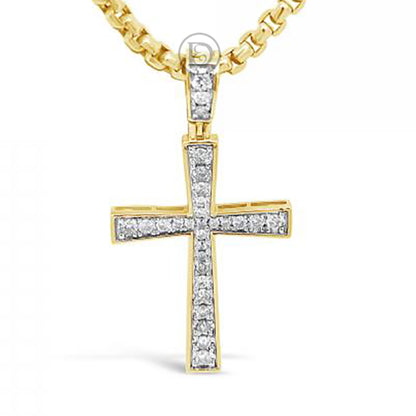 Diamond Cross Pendant .90 CTW Round Cut 10K Yellow Gold