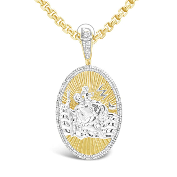 Diamond St. Christian Pendant .53 CTW Round Cut 10K Yellow Gold