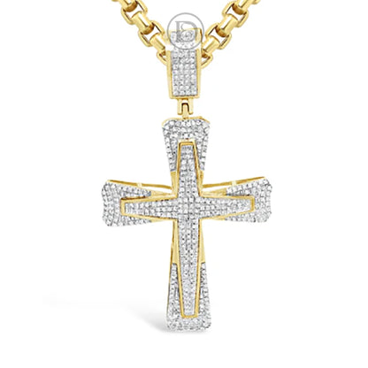 Diamond Cross Pendant .56 CTW Round Cut 10K Yellow Gold