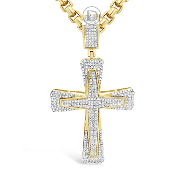 Diamond Cross Pendant .56 CTW Round Cut 10K Yellow Gold