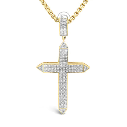 Diamond Cross Pendant .76 CTW Round Cut 10K Yellow Gold