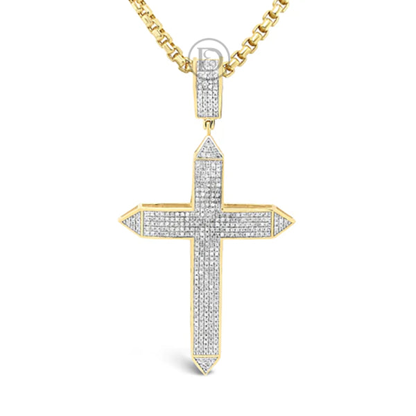 Diamond Cross Pendant .76 CTW Round Cut 10K Yellow Gold