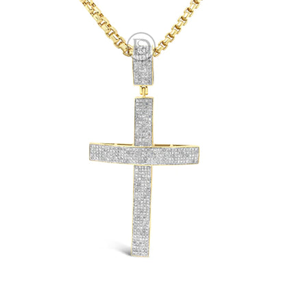 Diamond Cross Pendant 1.54 CTW Round Cut 10K Yellow Gold
