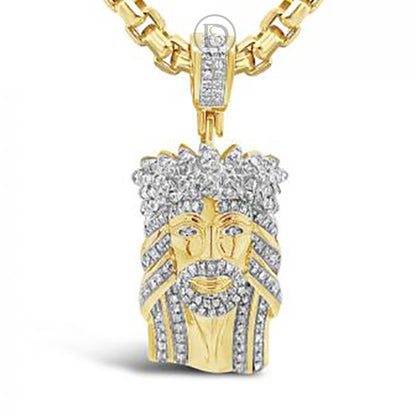 Diamond Jesus Pendant .27 CTW Round Cut 10K Yellow Gold
