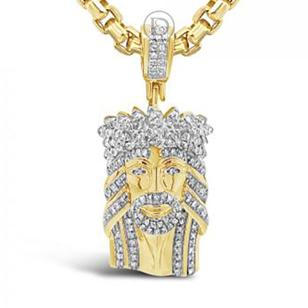 Diamond Jesus Pendant .27 CTW Round Cut 10K Yellow Gold