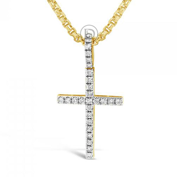 Diamond Cross Pendant .1.74 CTW Round Cut 10K Yellow Gold