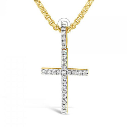 Diamond Cross Pendant .1.74 CTW Round Cut 10K Yellow Gold