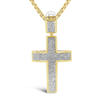 Diamond Cross Pendant 1.29 CTW Round Cut 10K Yellow Gold
