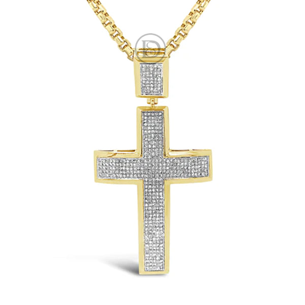 Diamond Cross Pendant 1.29 CTW Round Cut 10K Yellow Gold