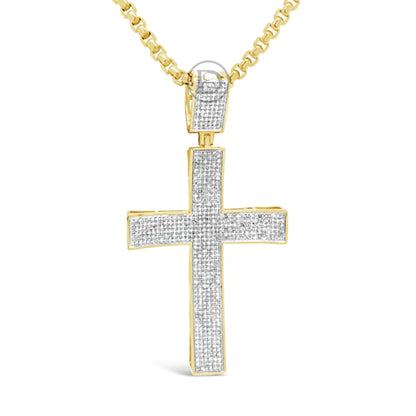 Diamond Cross Pendant 1.74 CTW Round Cut 10K Yellow Gold