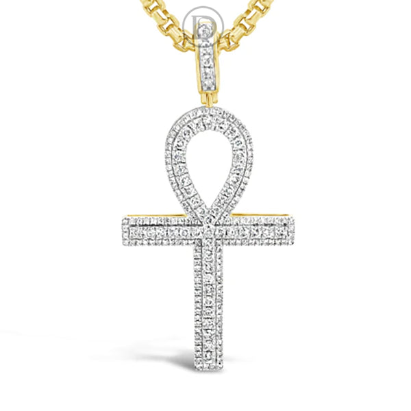 Diamond Cross Pendant 1.04 CTW Round Cut 10K Yellow Gold