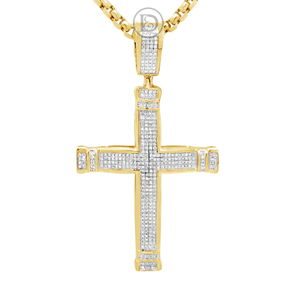 Diamond Cross Pendant .66 CTW Round Cut 10K Yellow Gold