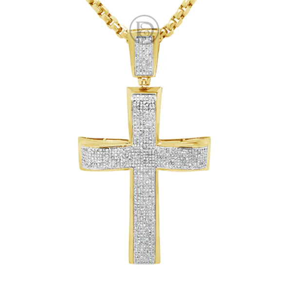 Diamond Cross Pendant 1.66 CTW Round Cut 10K Yellow Gold