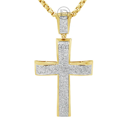 Diamond Cross Pendant 1.66 CTW Round Cut 10K Yellow Gold