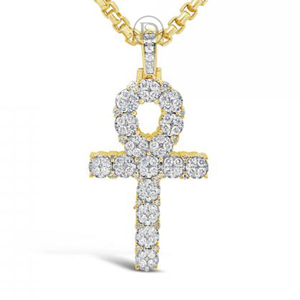 Diamond Cross Pendant 2.68 CTW Round Cut 10K Yellow Gold