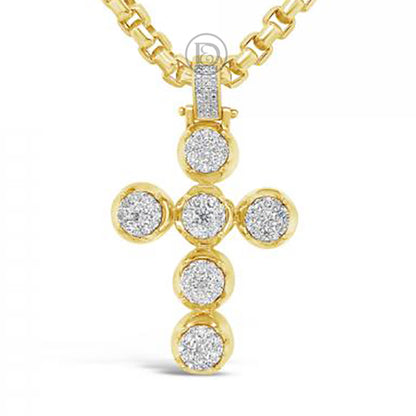 Diamond Cross Pendant 3.02 CTW Round Cut 10K Yellow Gold