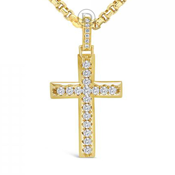 Diamond Cross Pendant 1.60 CTW Round Cut 10K Yellow Gold