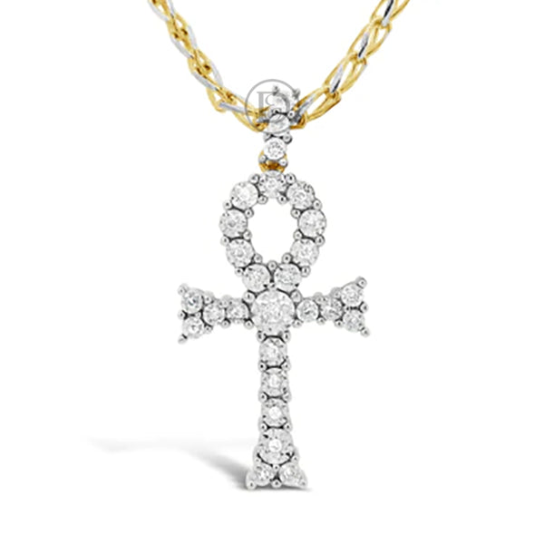 Diamond Cross Pendant .19 CTW Round Cut 10K Yellow Gold
