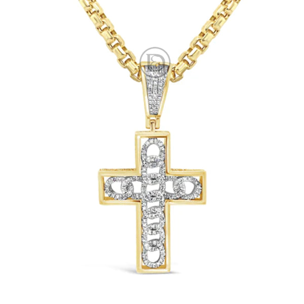 Diamond Cross Pendant .72 CTW Round Cut 10K Yellow Gold