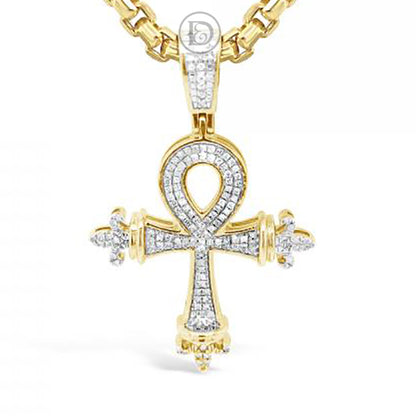 Diamond Cross Pendant .30 CTW Round Cut 10K Yellow Gold